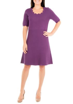 ny collections petite scallop fit and flare sweater dress belk belk