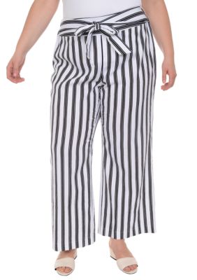 plus size striped linen pants