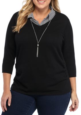 womens sweater and shirt combo