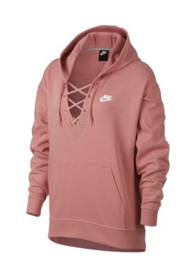 nike lace up hoodie pink