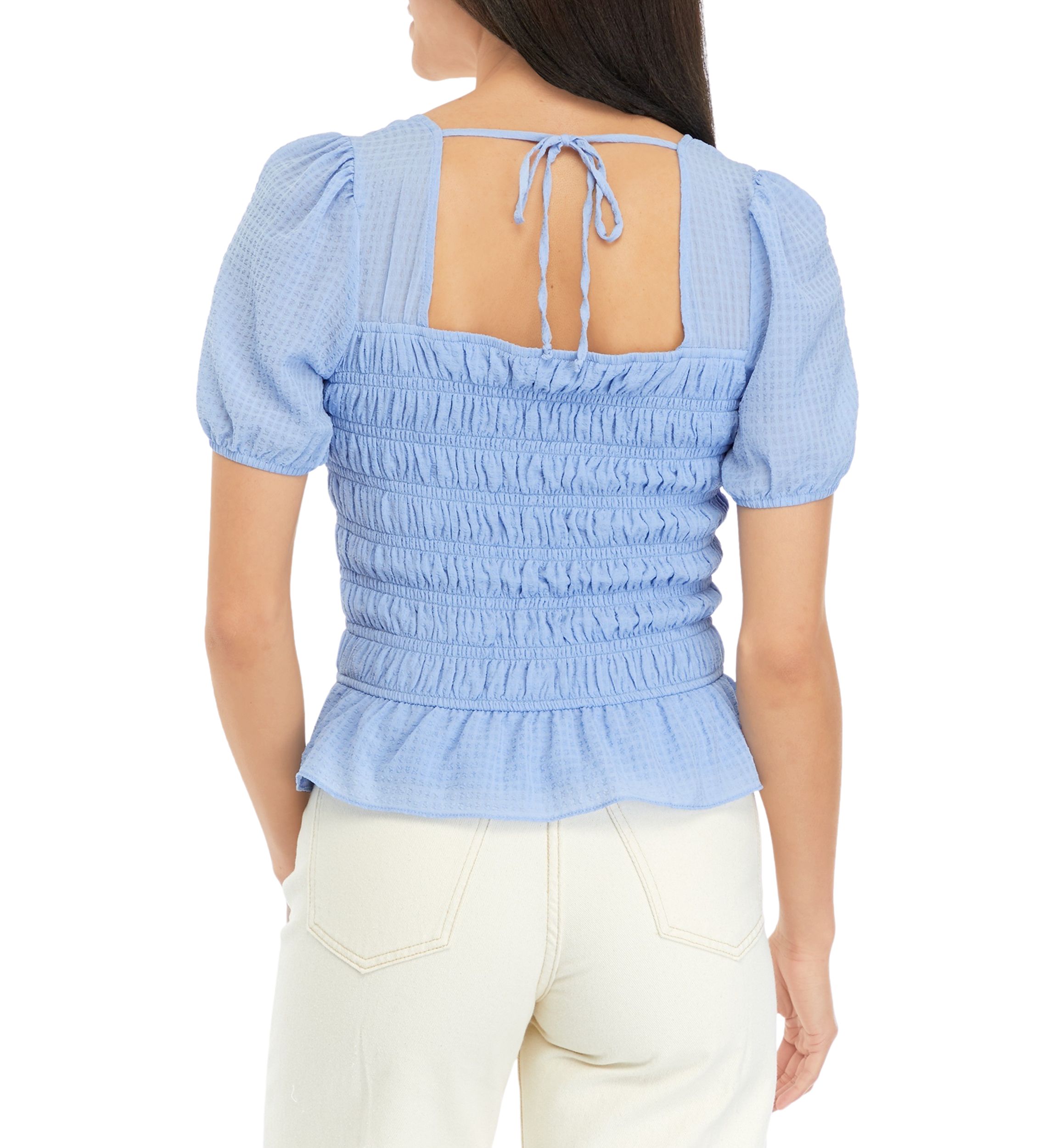 Womens Short Sleeve Smocked Top