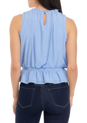 Juniors' Ruffle High Neck Tank Top