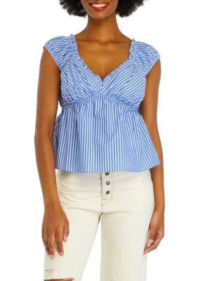 Women's Striped Poplin Tank