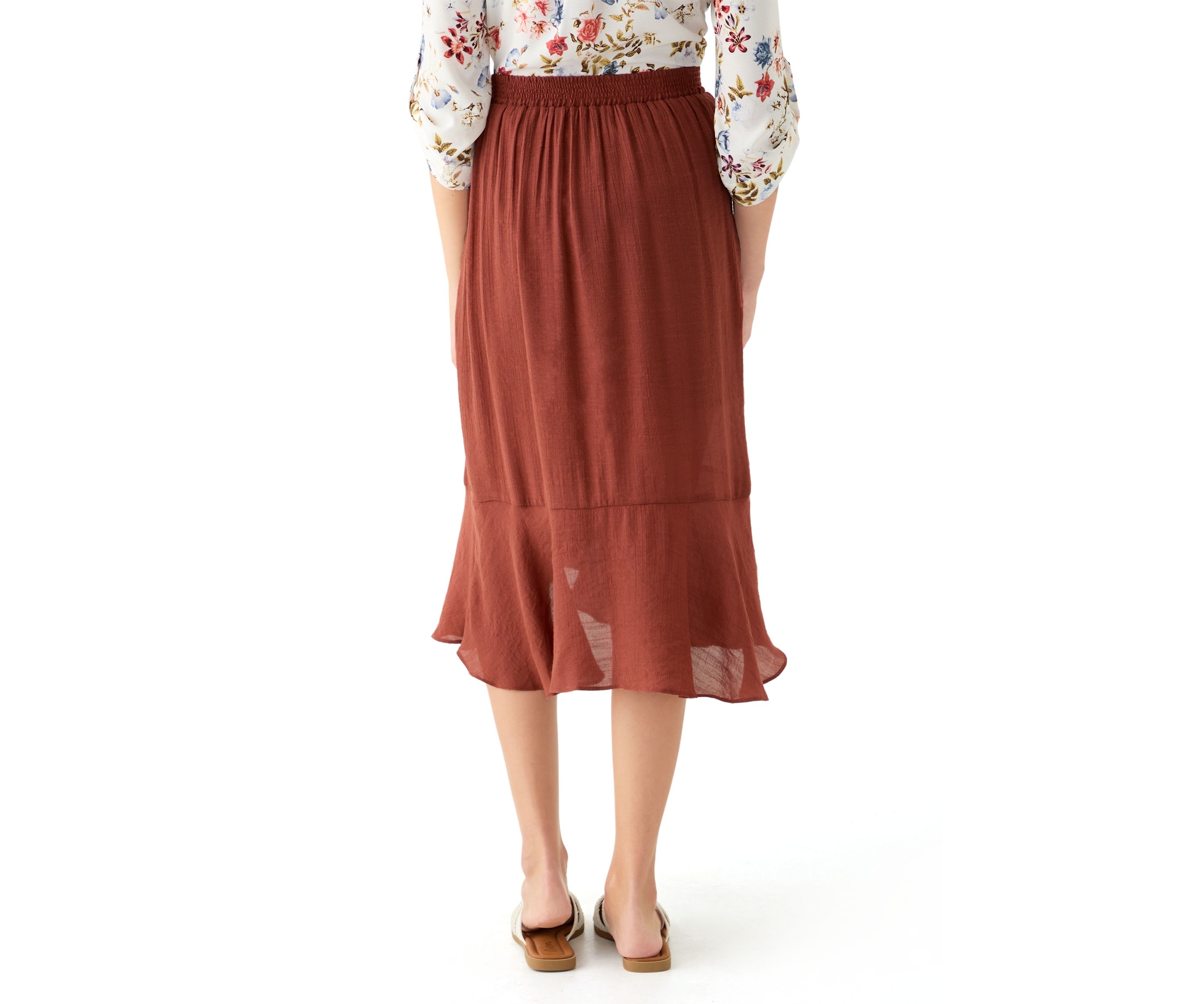 Juniors Bow Accent Wrap Midi Skirt 