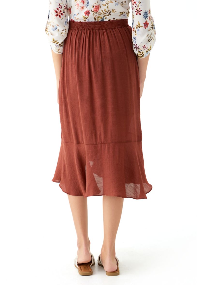 Juniors Bow Accent Wrap Midi Skirt 