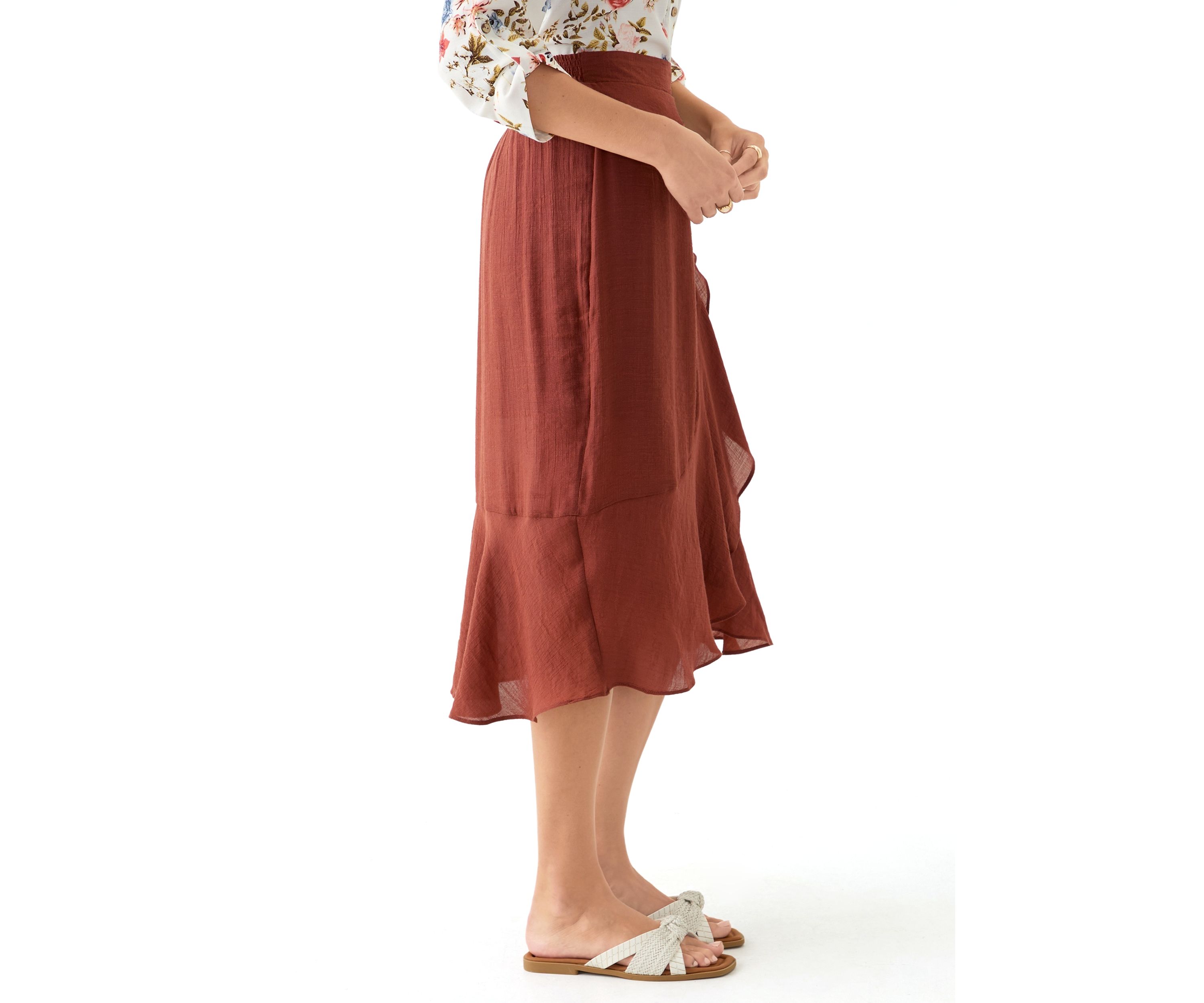 Juniors Bow Accent Wrap Midi Skirt 