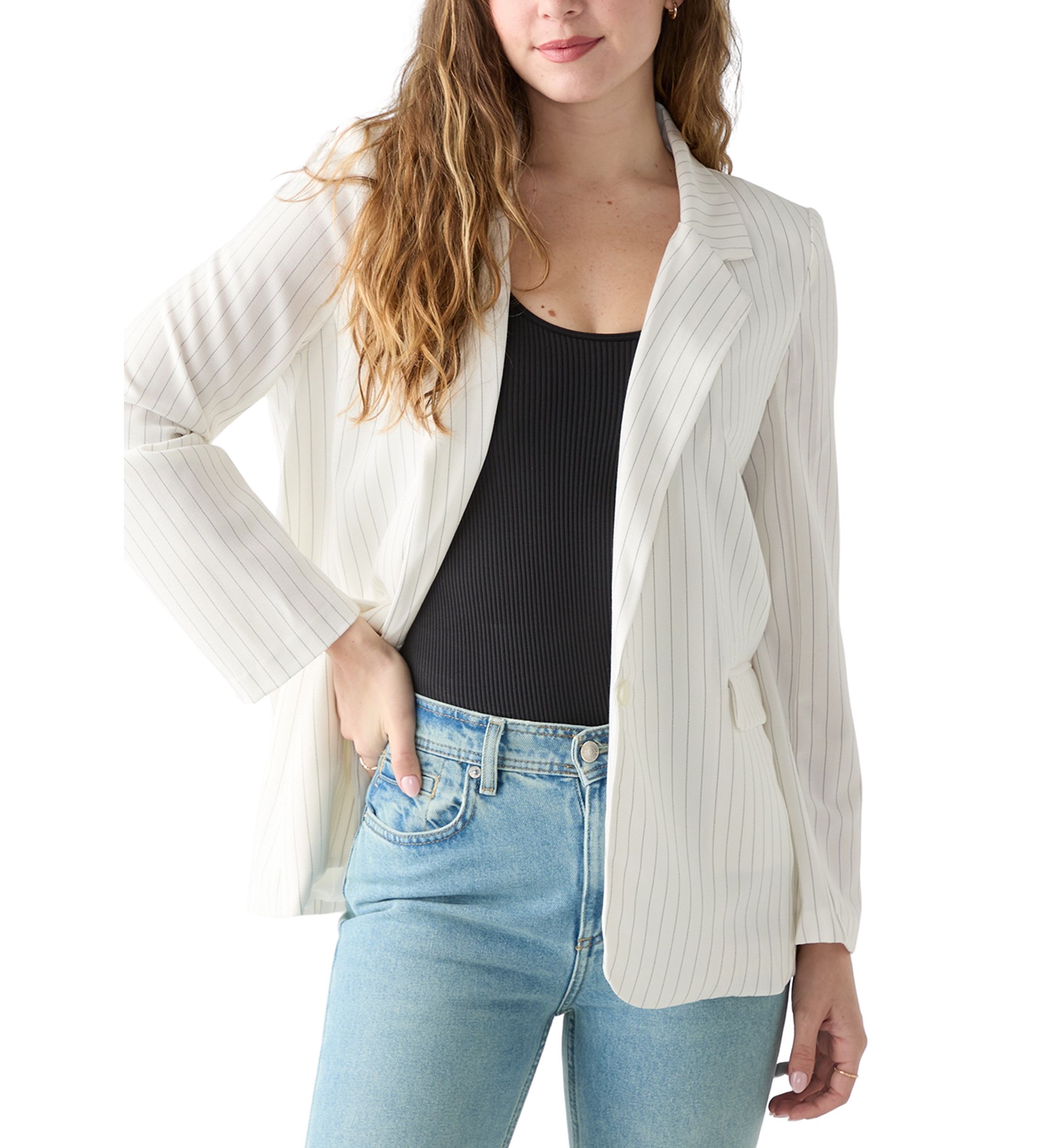 Womens  Pinstripe Blazer
