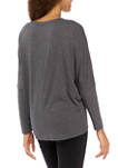 Juniors Hacci Knit Dolman Sleeve Top with Necklace