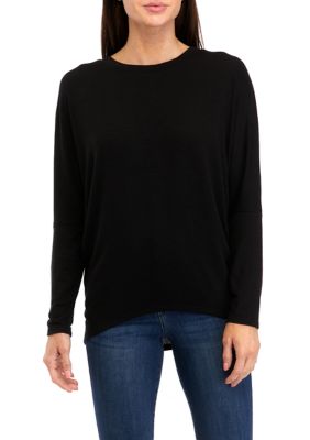 Juniors' Long Sleeve Hacci Dolman Top