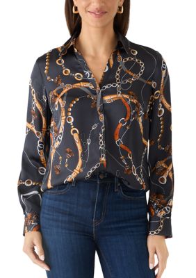 A. Byer Women's 3/4 Sleeve Printed Portofino Top