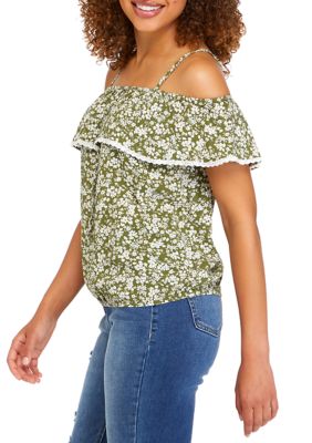 Juniors' Off the Shoulder Trim Top