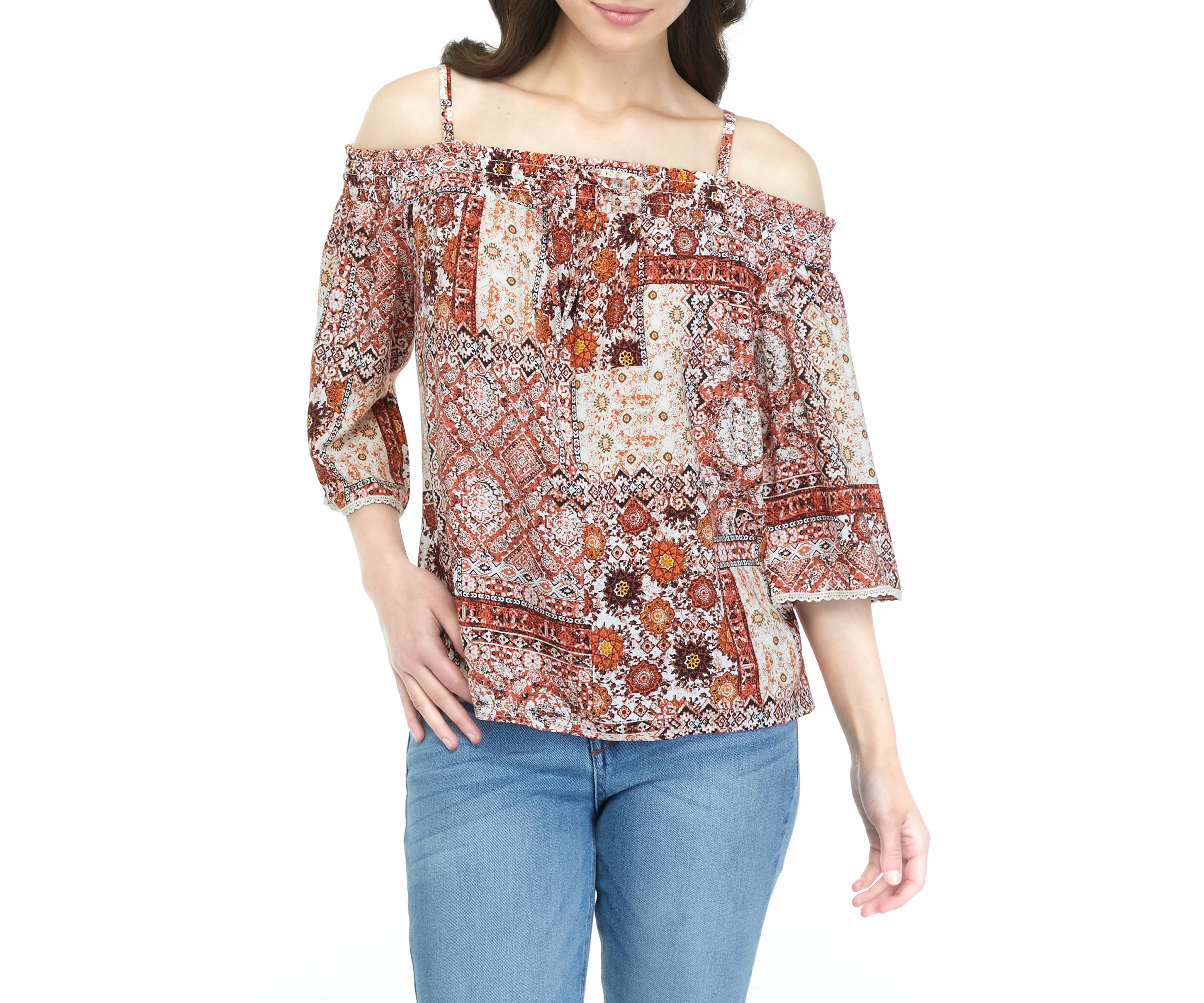 Juniors Smocked Off the Shoulder Shirt