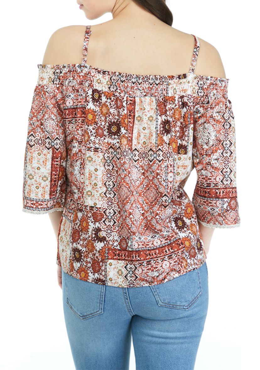 Juniors Smocked Off the Shoulder Shirt