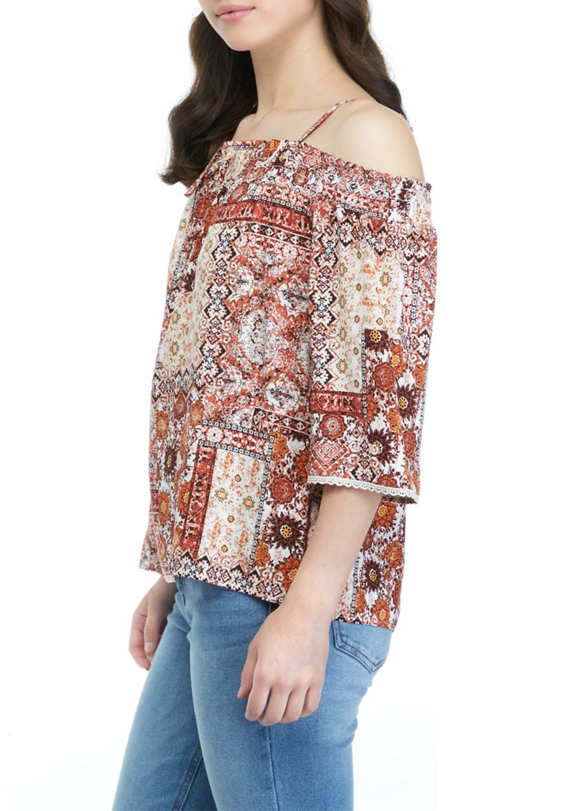Juniors Smocked Off the Shoulder Shirt