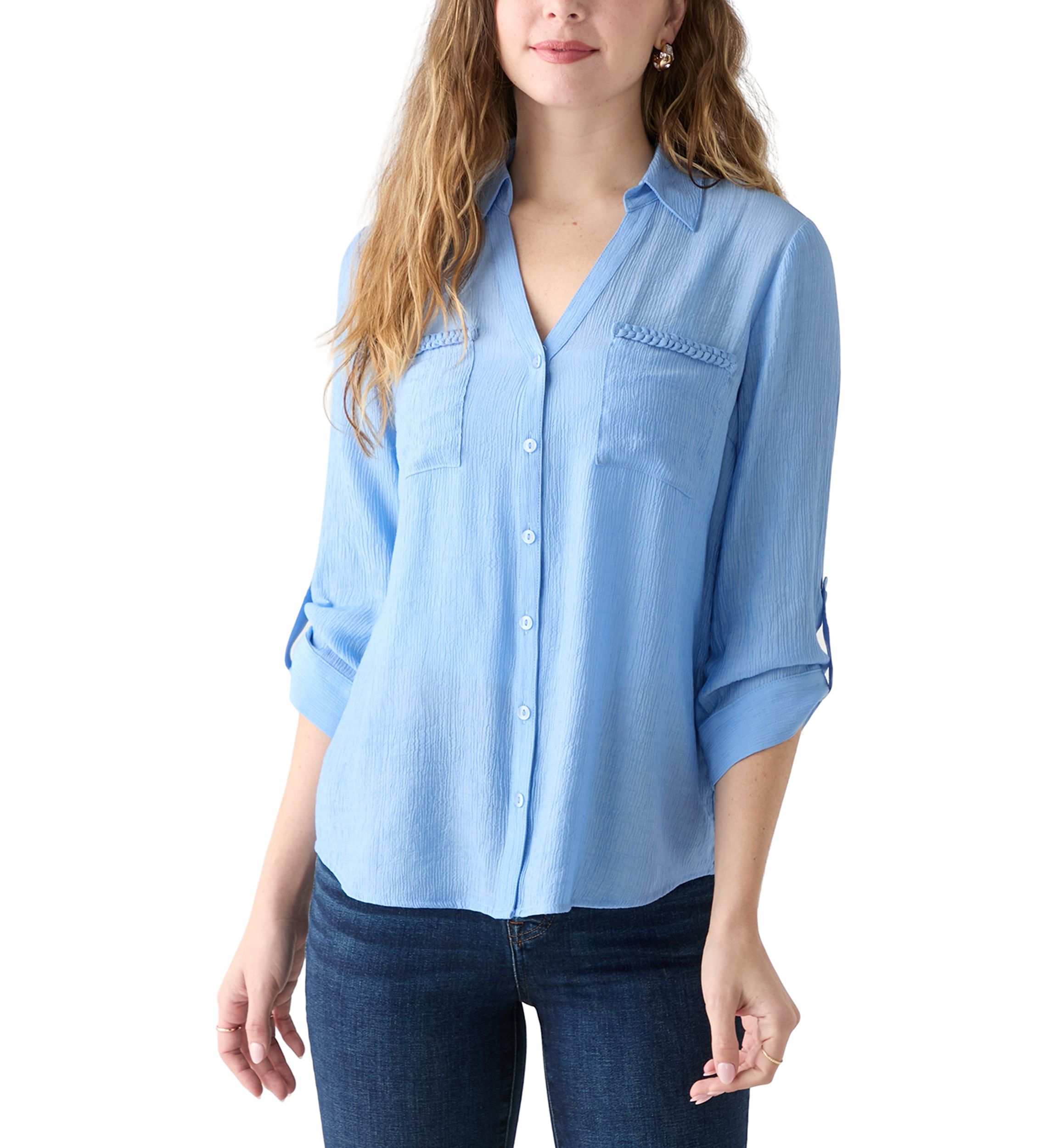 Womens  3/4 Sleeve Woven Top
