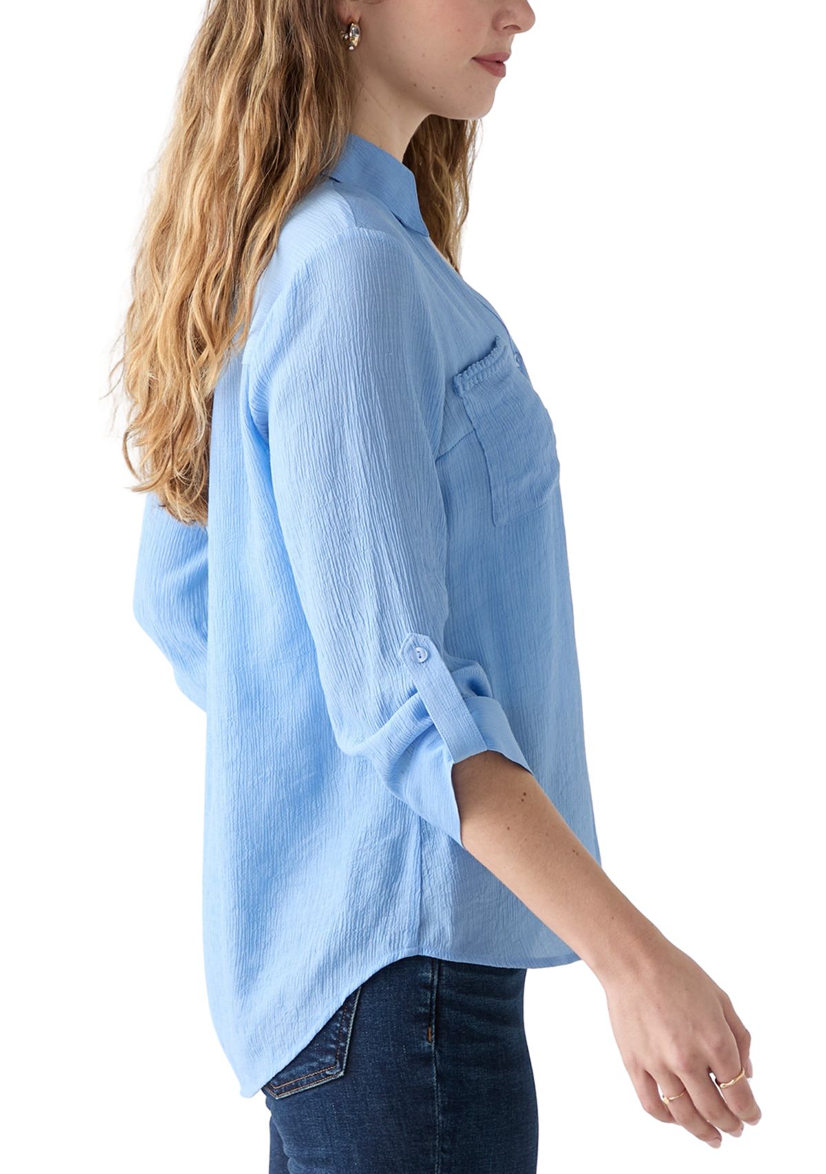 Womens  3/4 Sleeve Woven Top