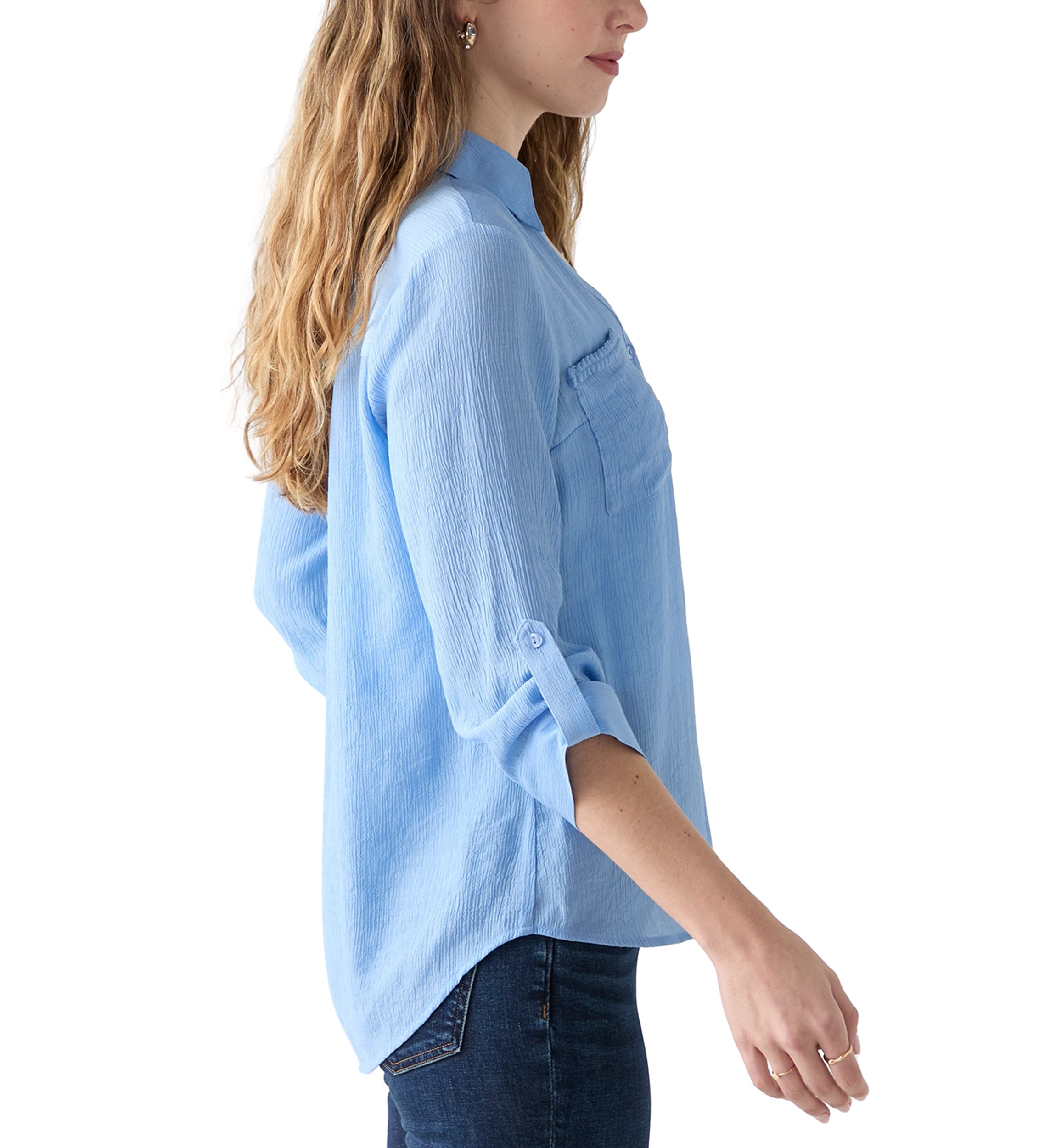Womens  3/4 Sleeve Woven Top