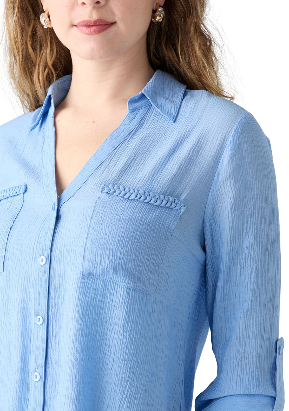 Womens  3/4 Sleeve Woven Top