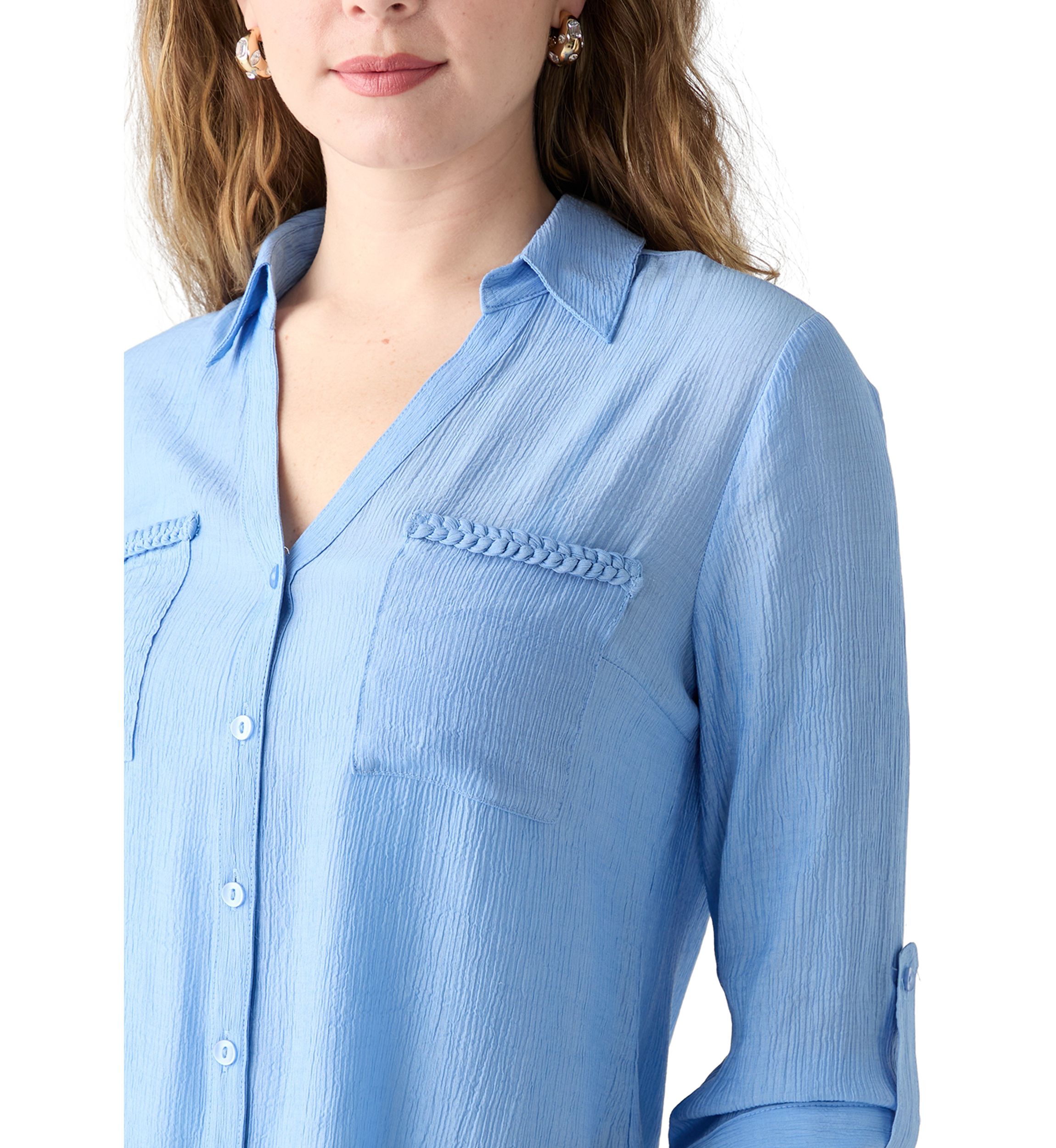 Womens  3/4 Sleeve Woven Top