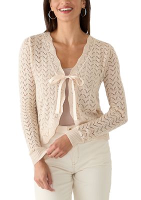 A. Byer Women's Crochet Cardigan, Champagne, Large