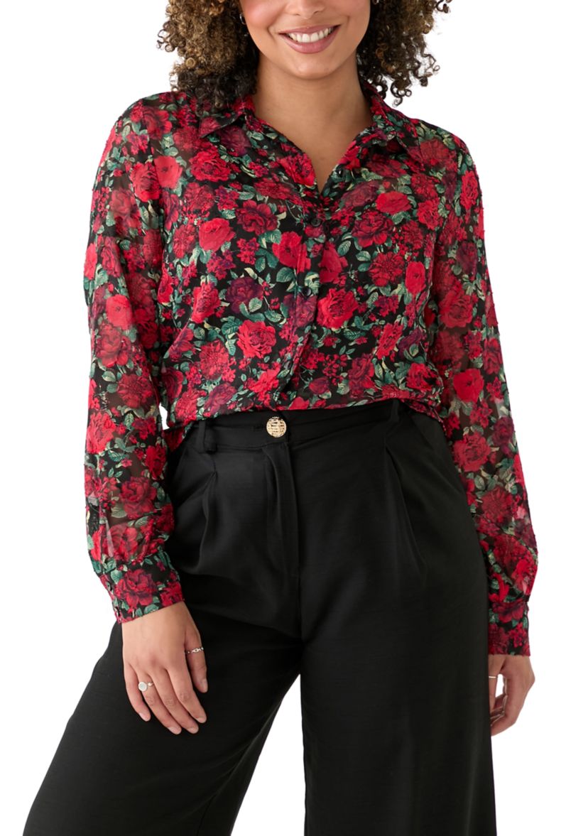 Juniors Satin Printed Portofino Top