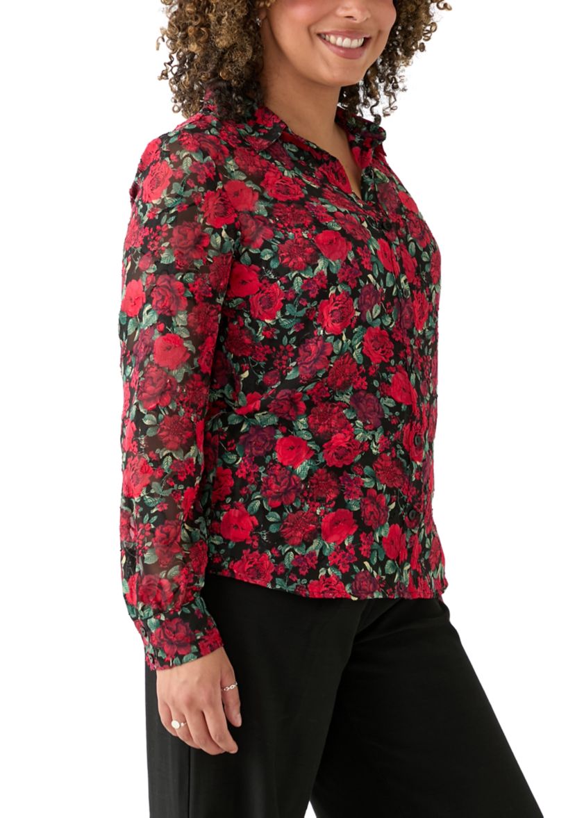 Juniors Satin Printed Portofino Top