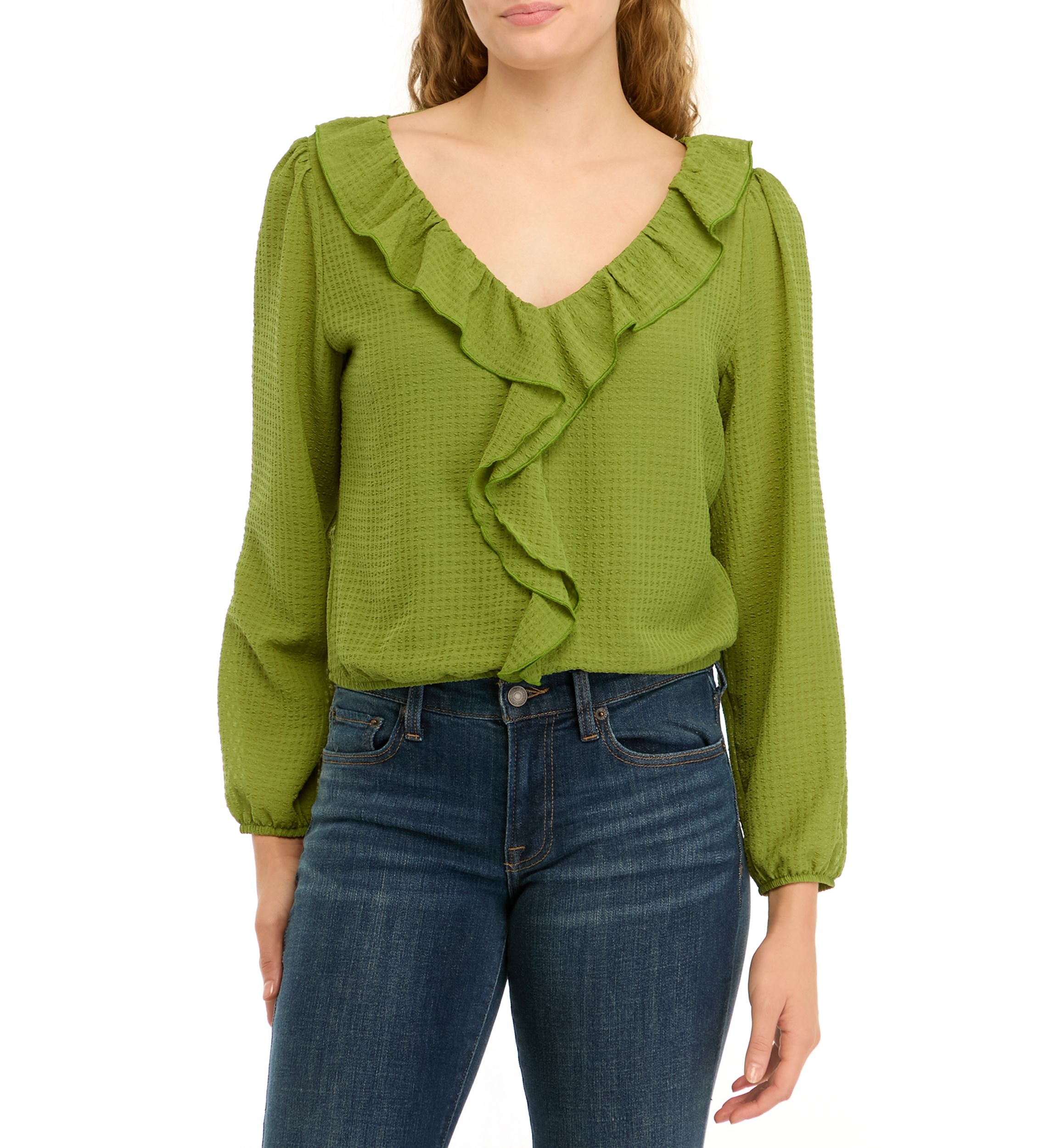 Womens  Ruffle Woven Top