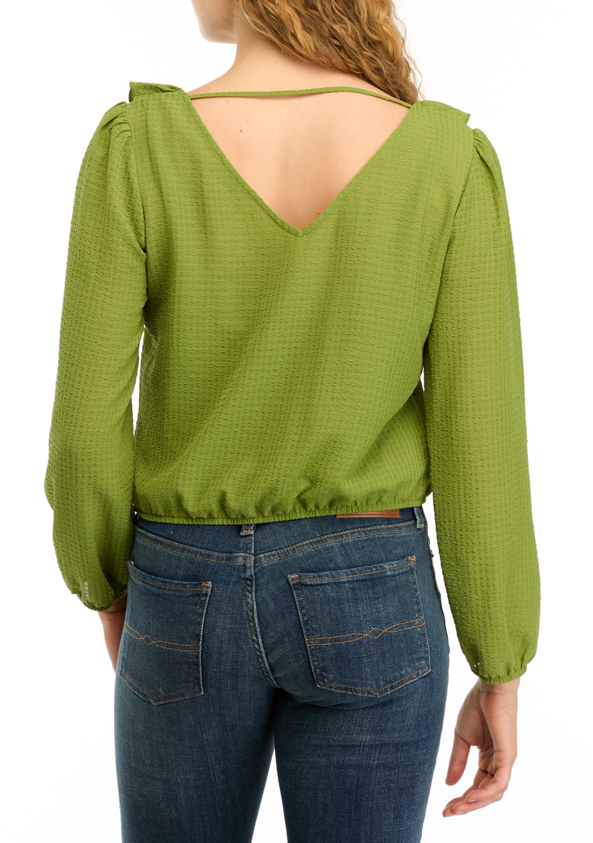 Womens  Ruffle Woven Top