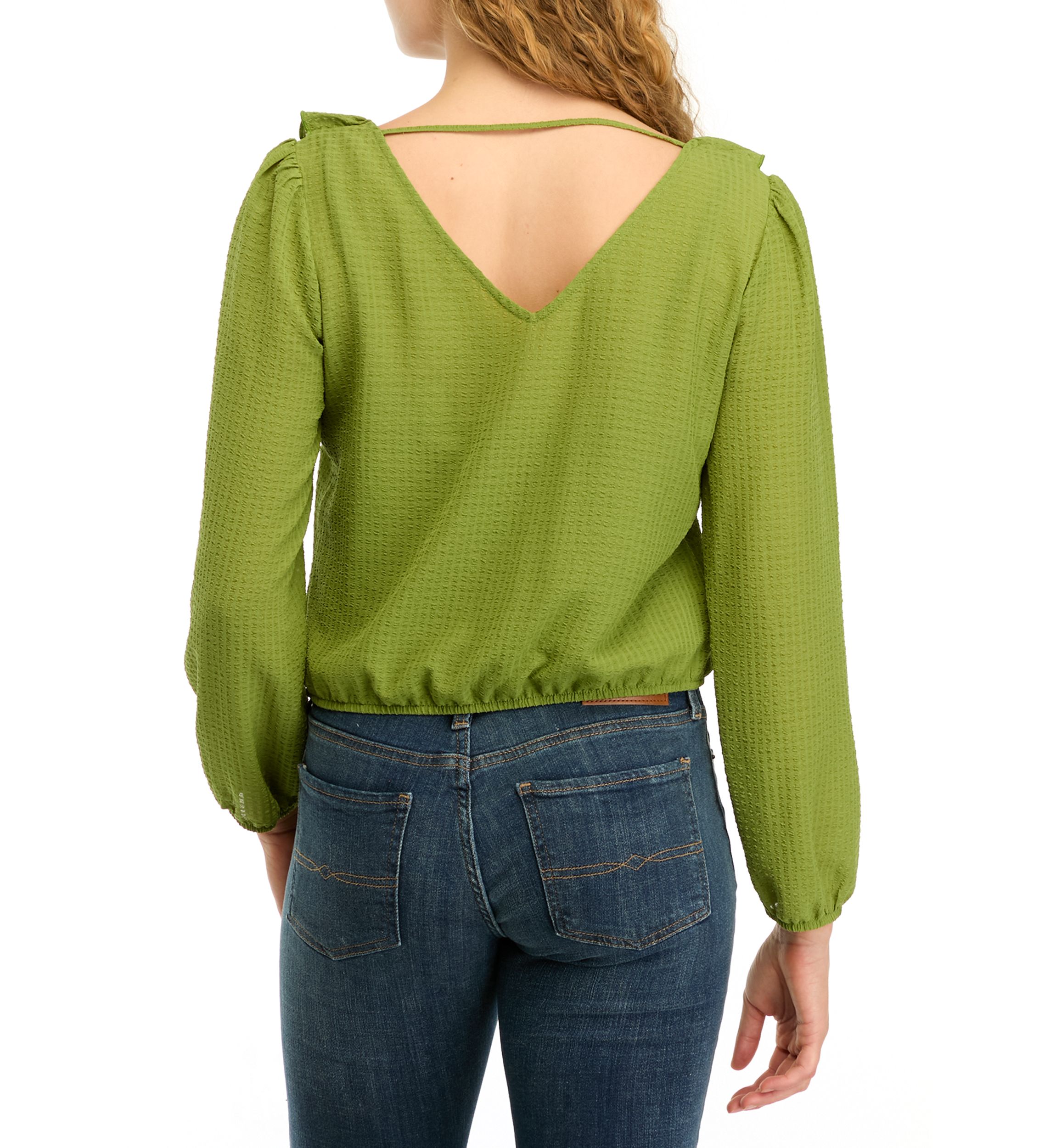 Womens  Ruffle Woven Top