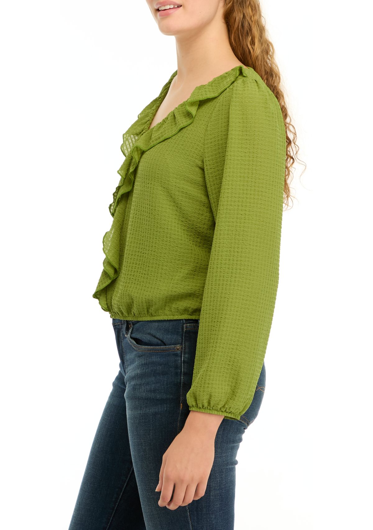 Womens  Ruffle Woven Top