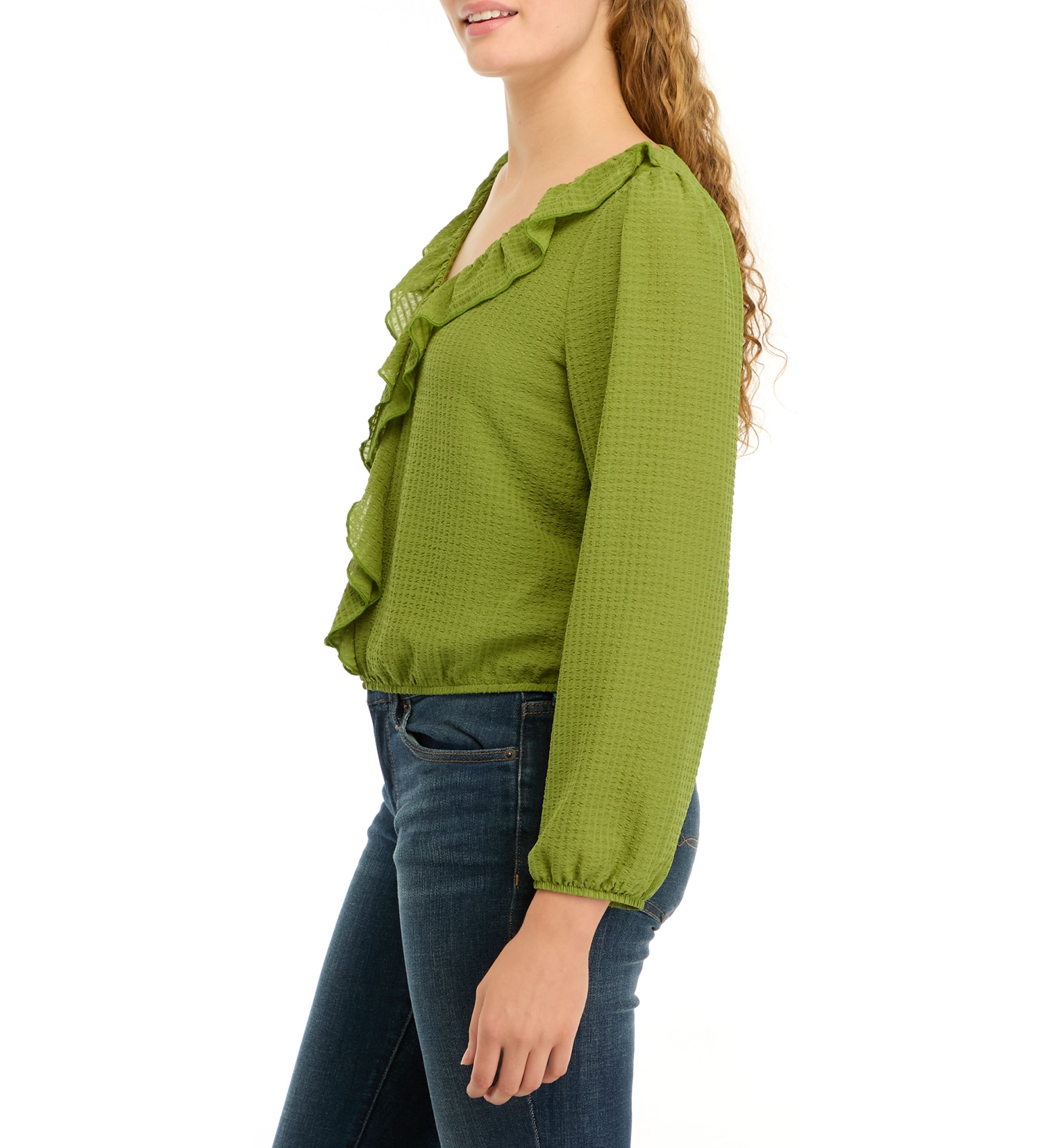 Womens  Ruffle Woven Top