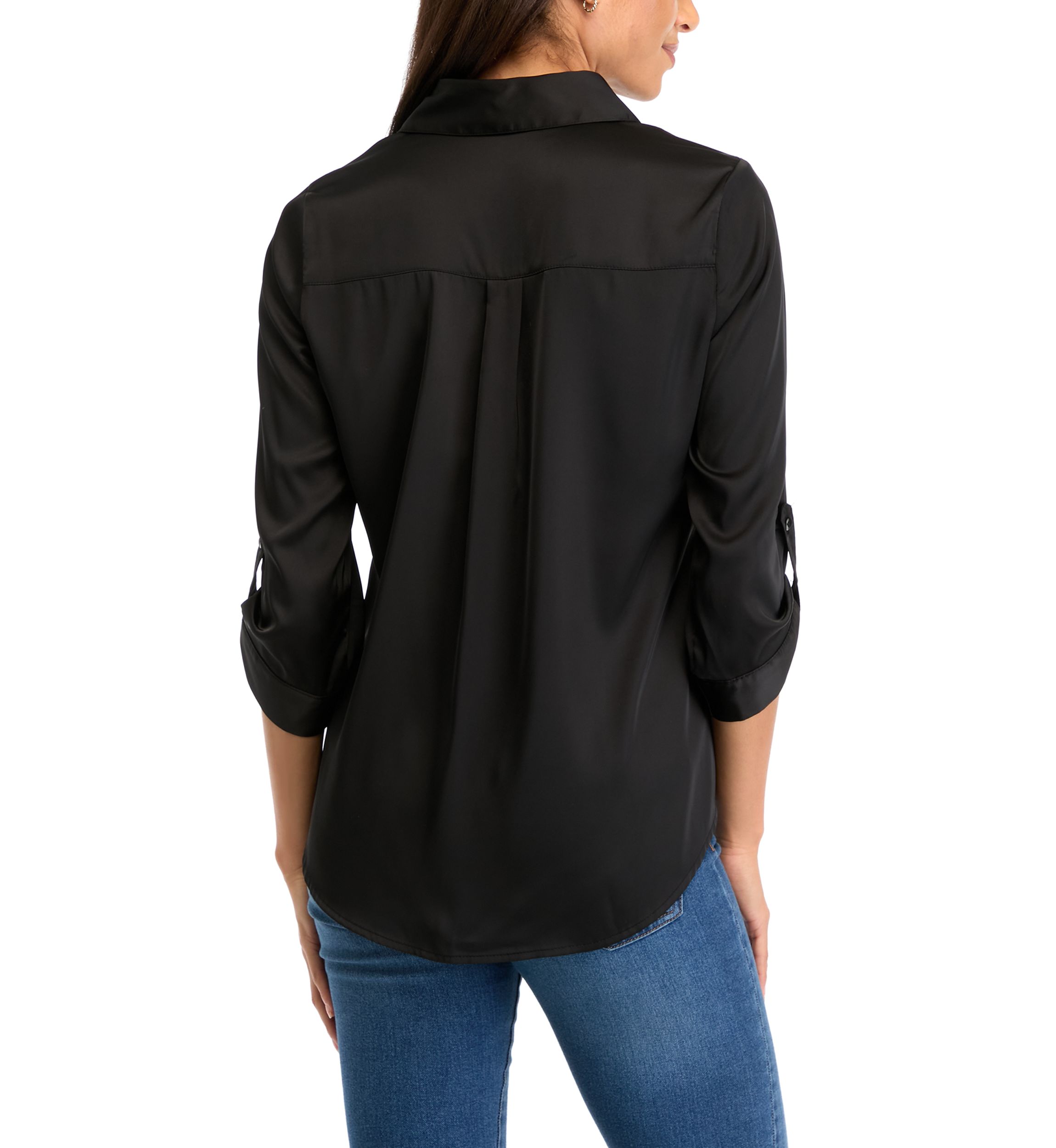 Womens Collar Roll Tab Top 