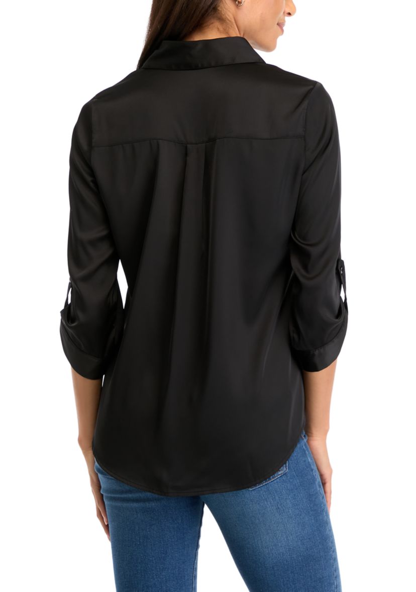 Womens Collar Roll Tab Top 