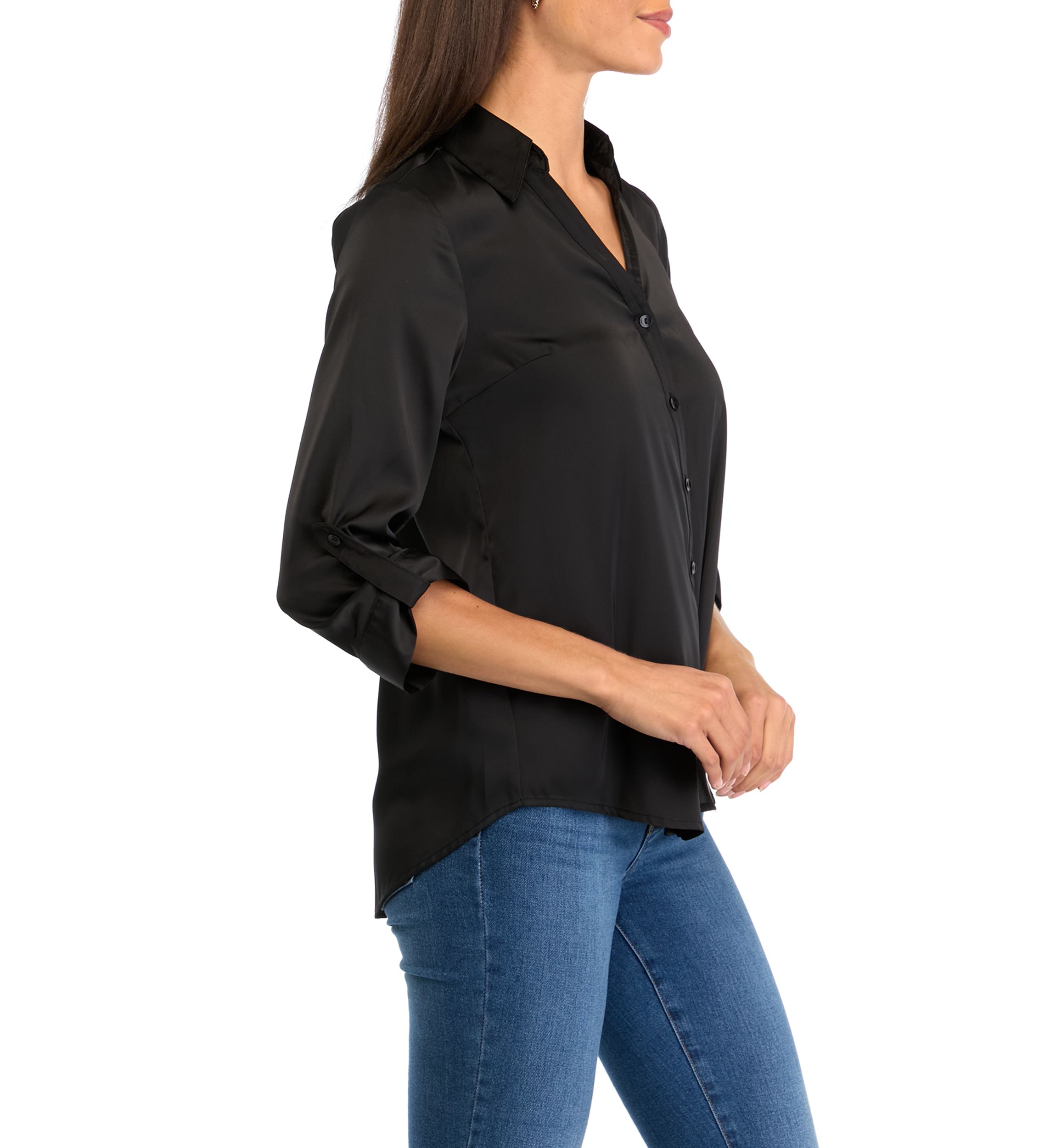 Womens Collar Roll Tab Top 