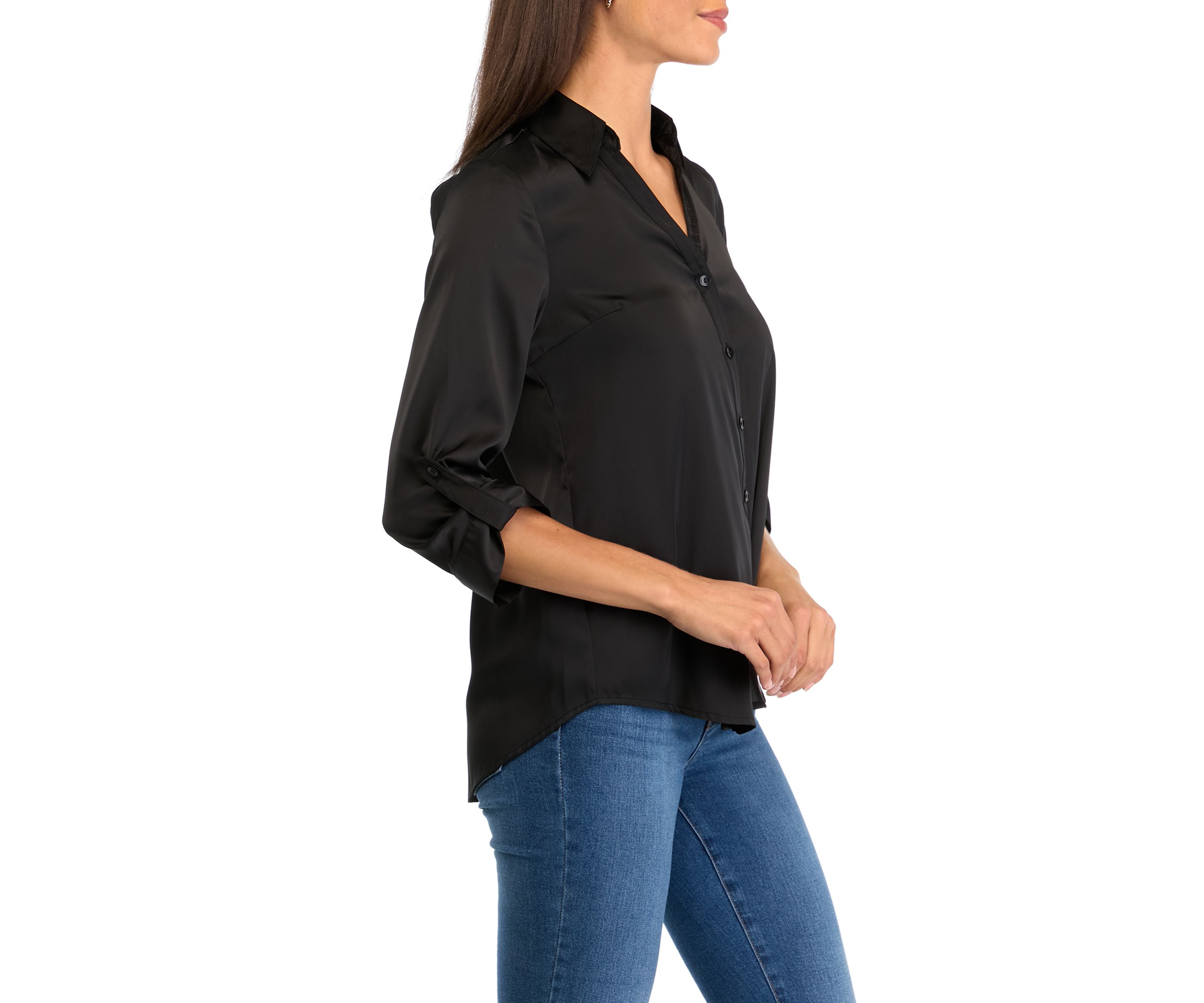 Womens Collar Roll Tab Top 