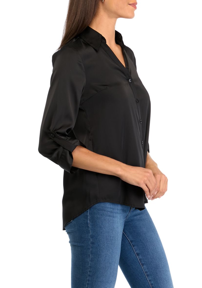 Womens Collar Roll Tab Top 
