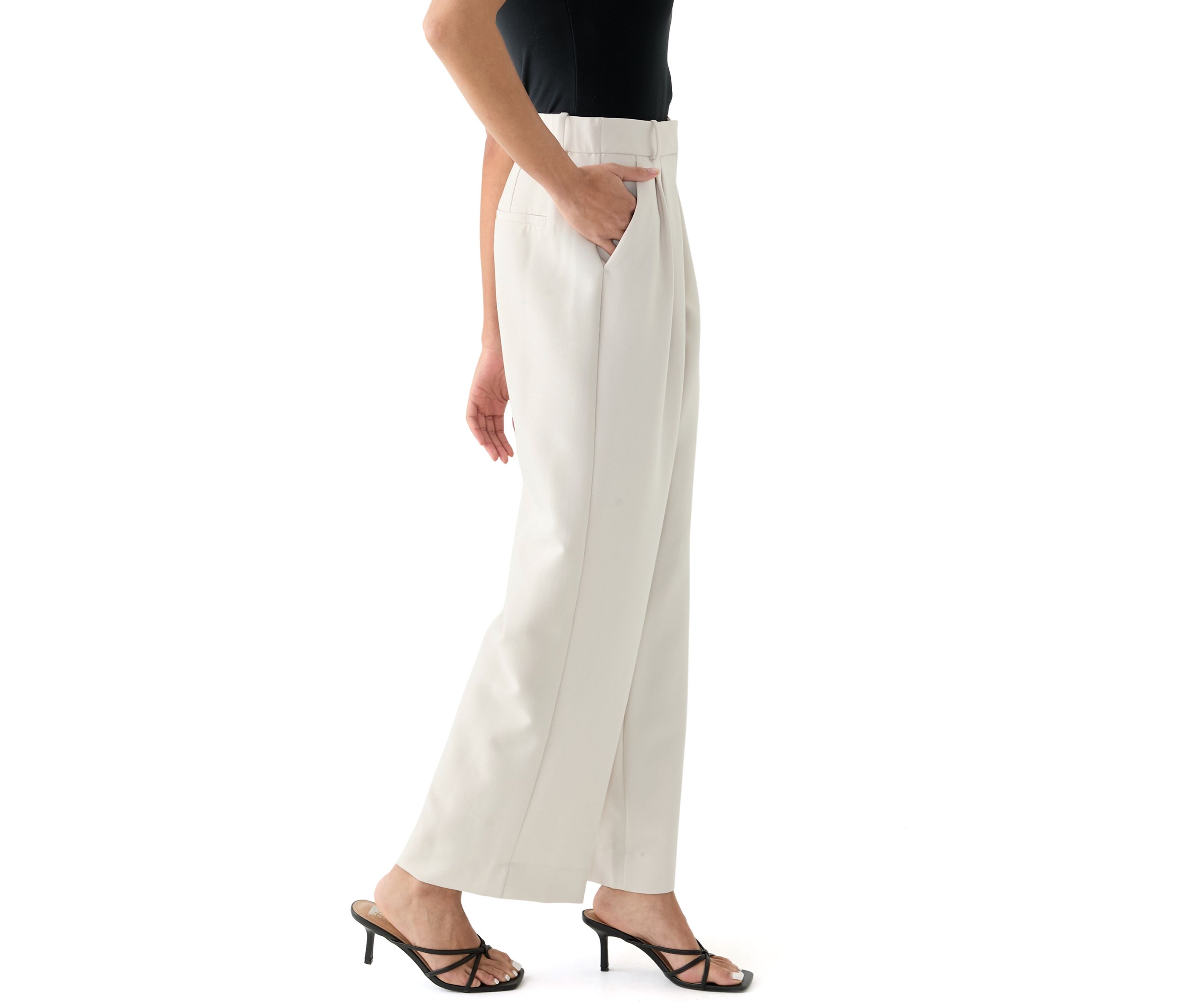Womens Wide Leg Pleat Front Pants