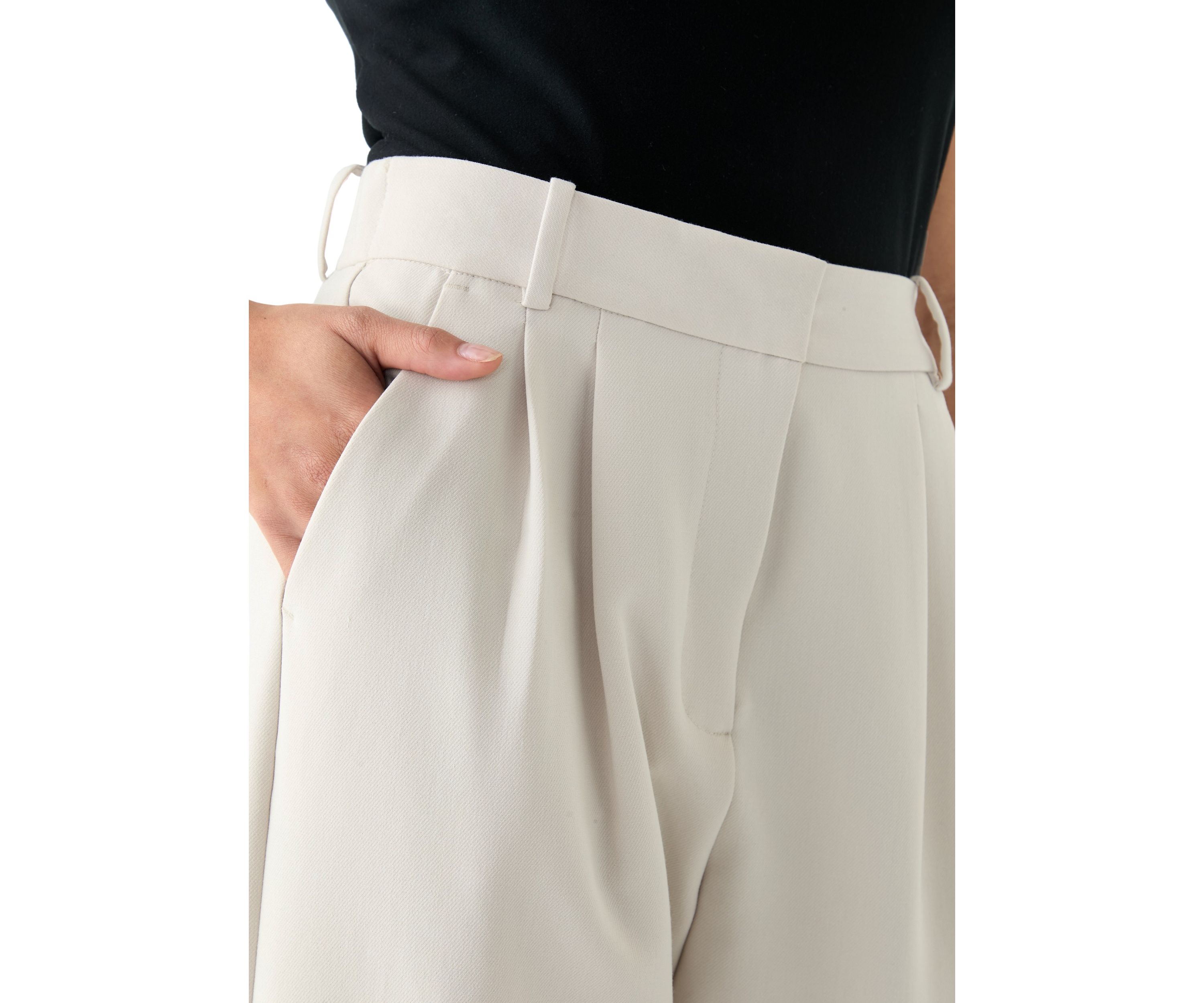 Womens Wide Leg Pleat Front Pants