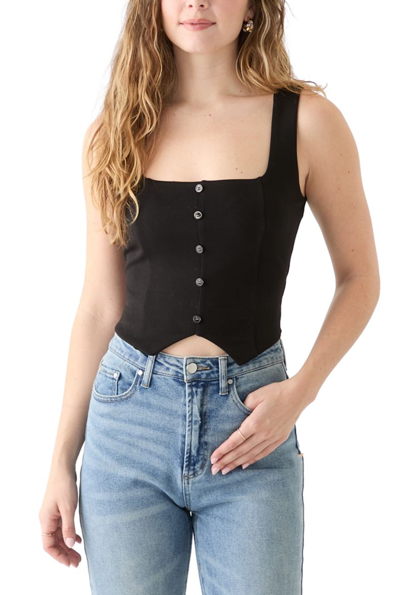 Juniors Sleeveless Square Neck Vest
