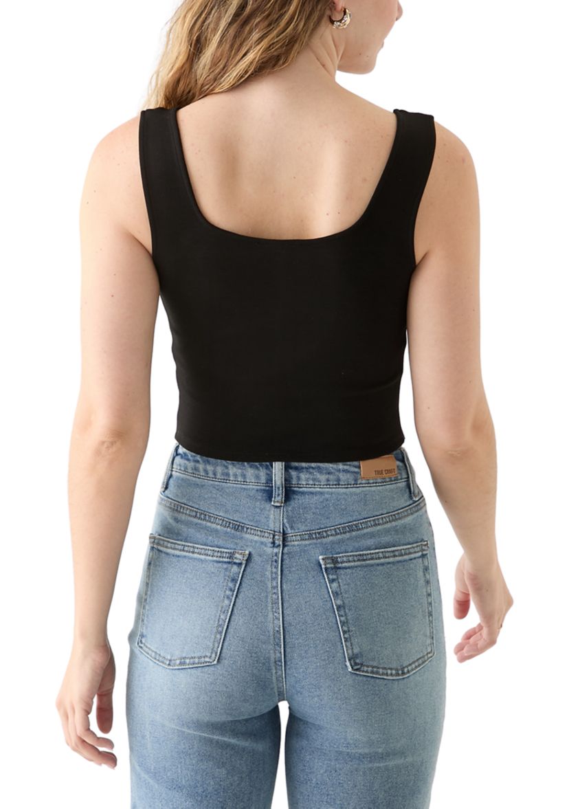 Juniors Sleeveless Square Neck Vest