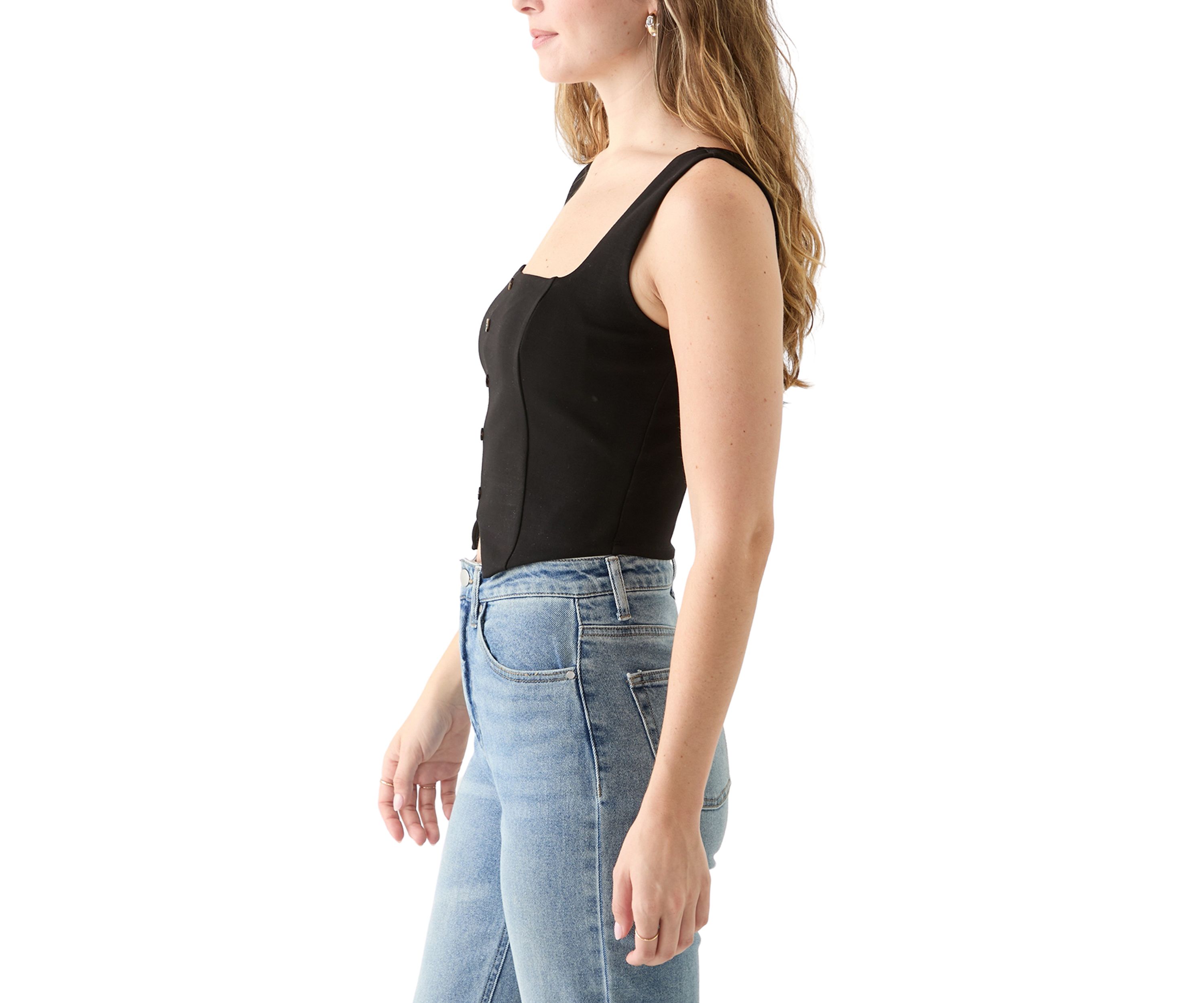 Juniors Sleeveless Square Neck Vest