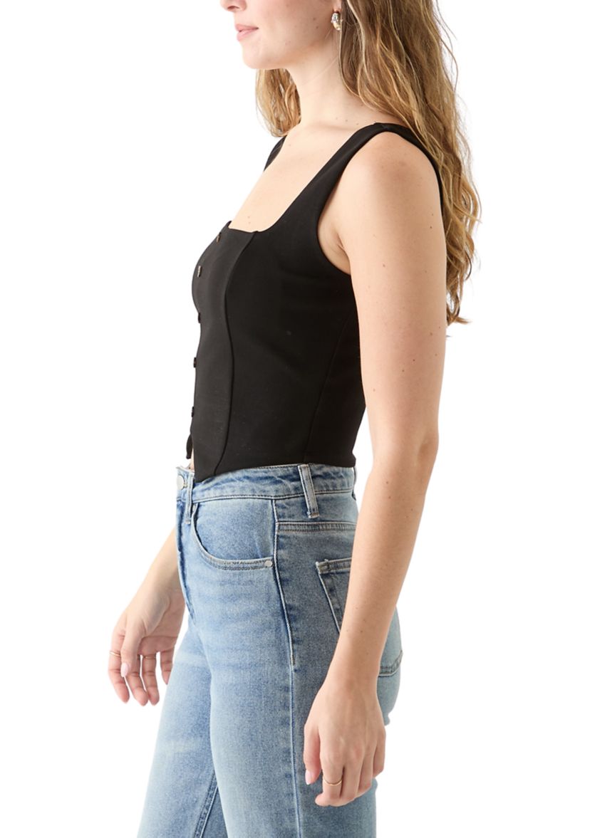 Juniors Sleeveless Square Neck Vest