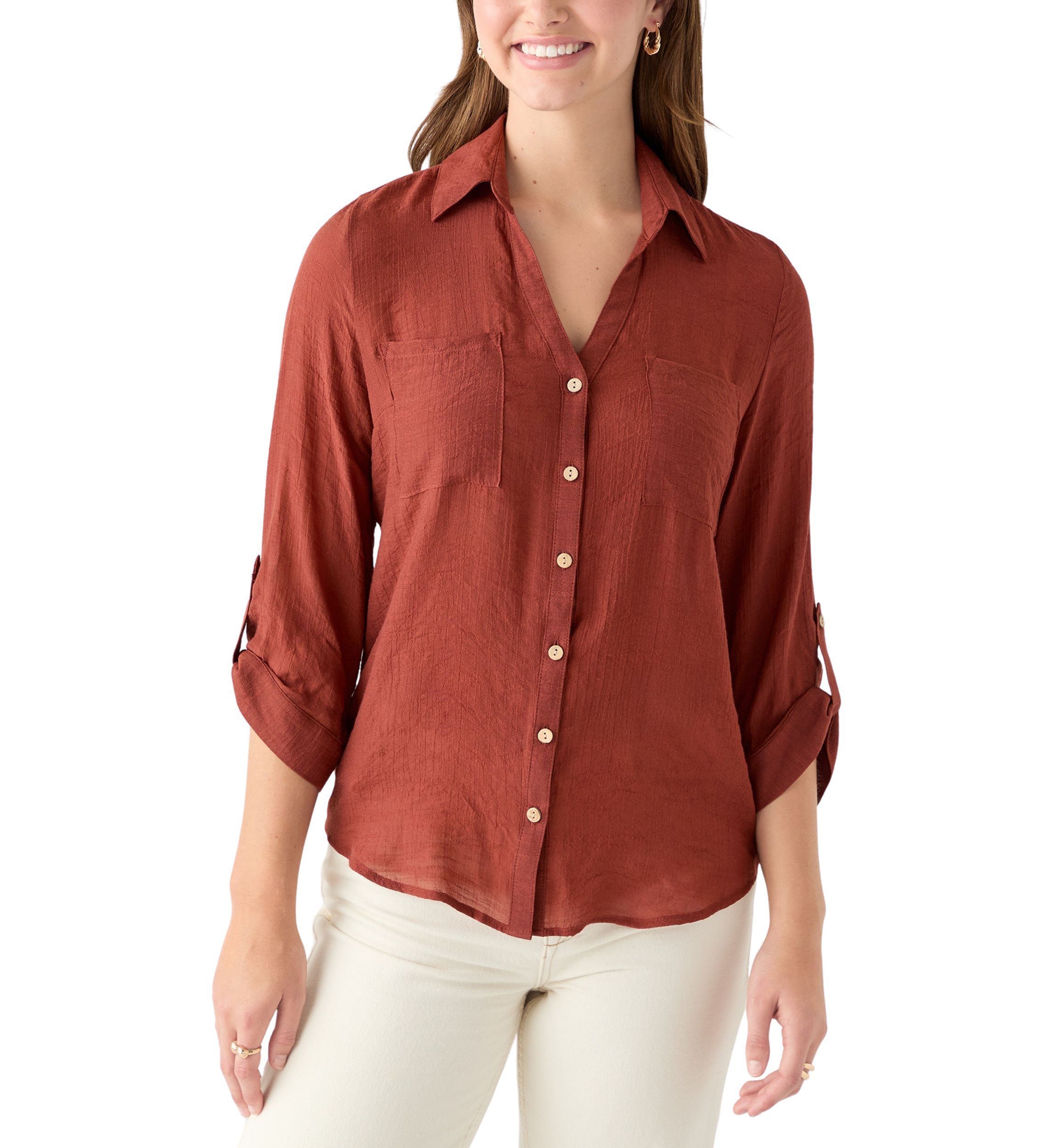 Womens  Portofino 3/4 Sleeve Woven Top