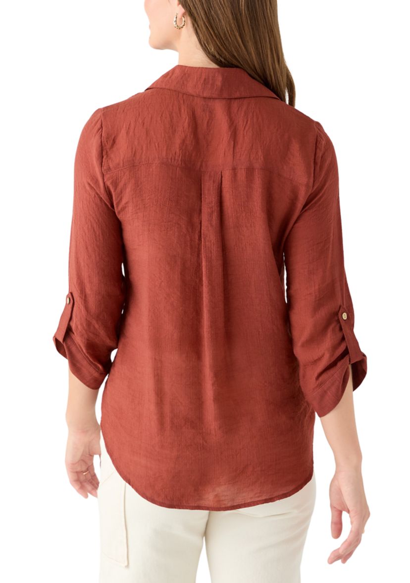 Juniors Portofino 3/4 Sleeve Woven Top