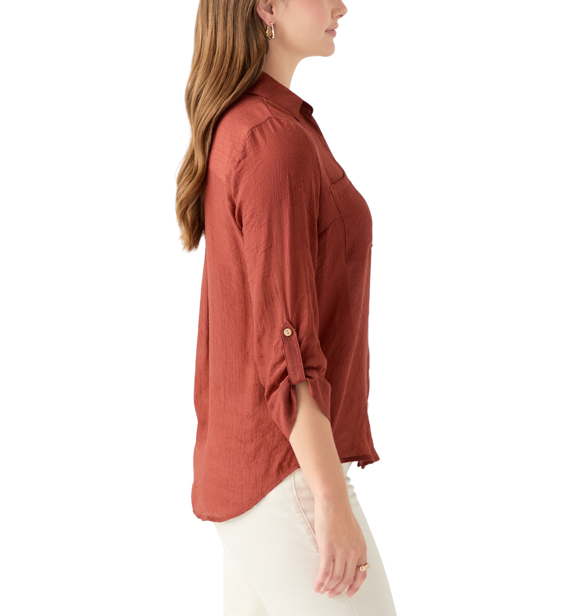 Womens  Portofino 3/4 Sleeve Woven Top