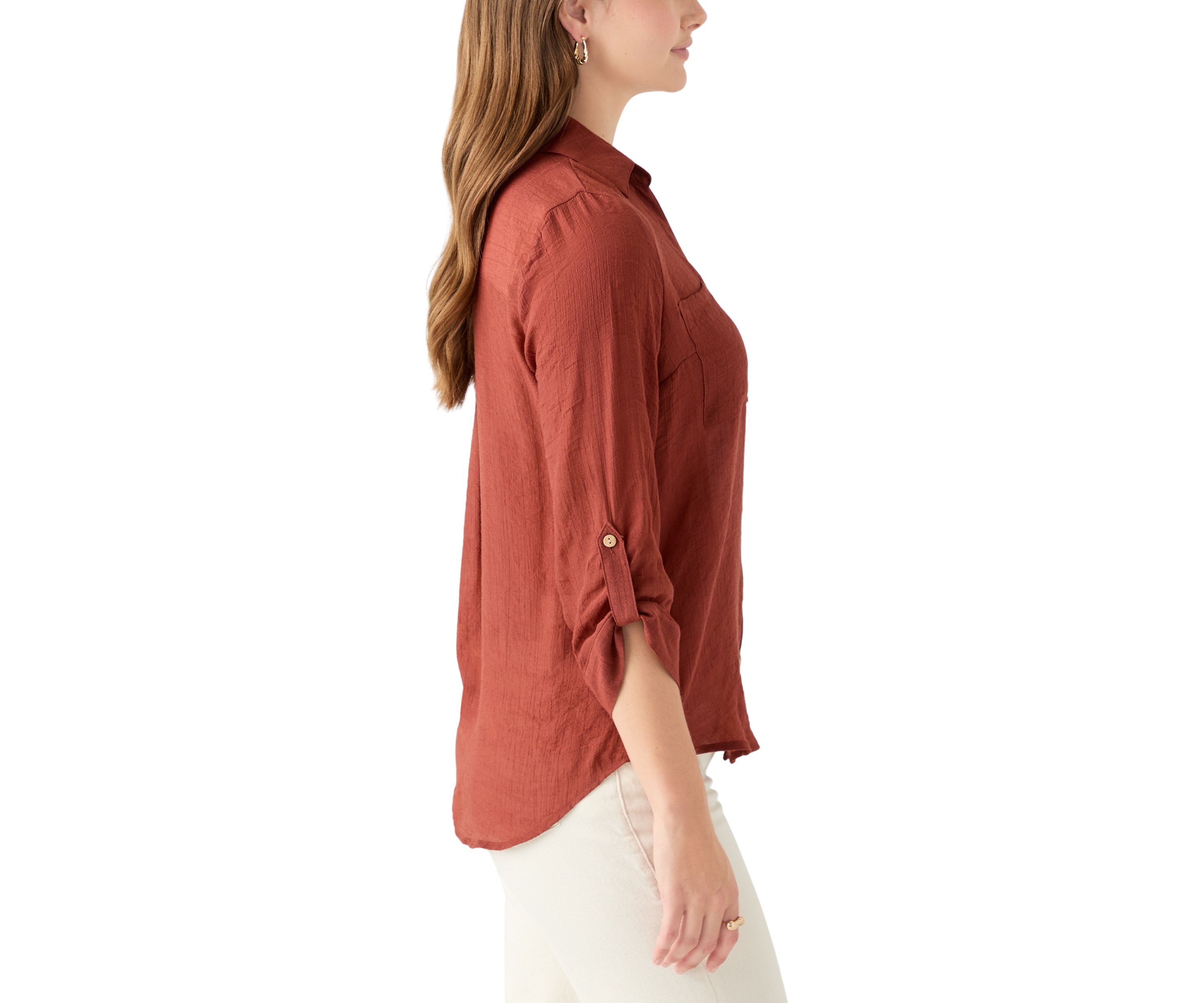 Juniors Portofino 3/4 Sleeve Woven Top