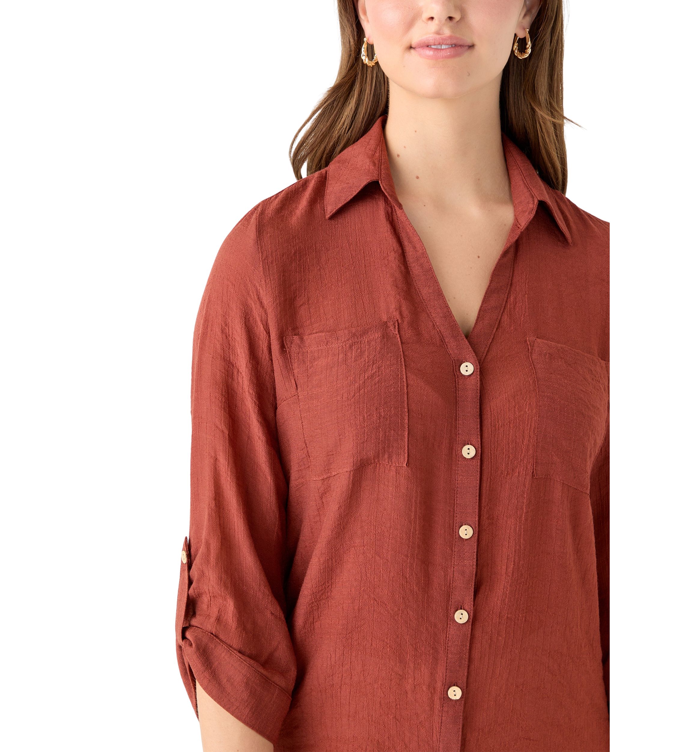 Womens  Portofino 3/4 Sleeve Woven Top