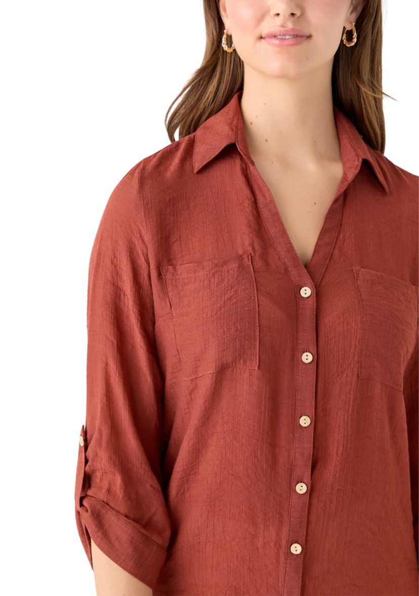 Juniors Portofino 3/4 Sleeve Woven Top