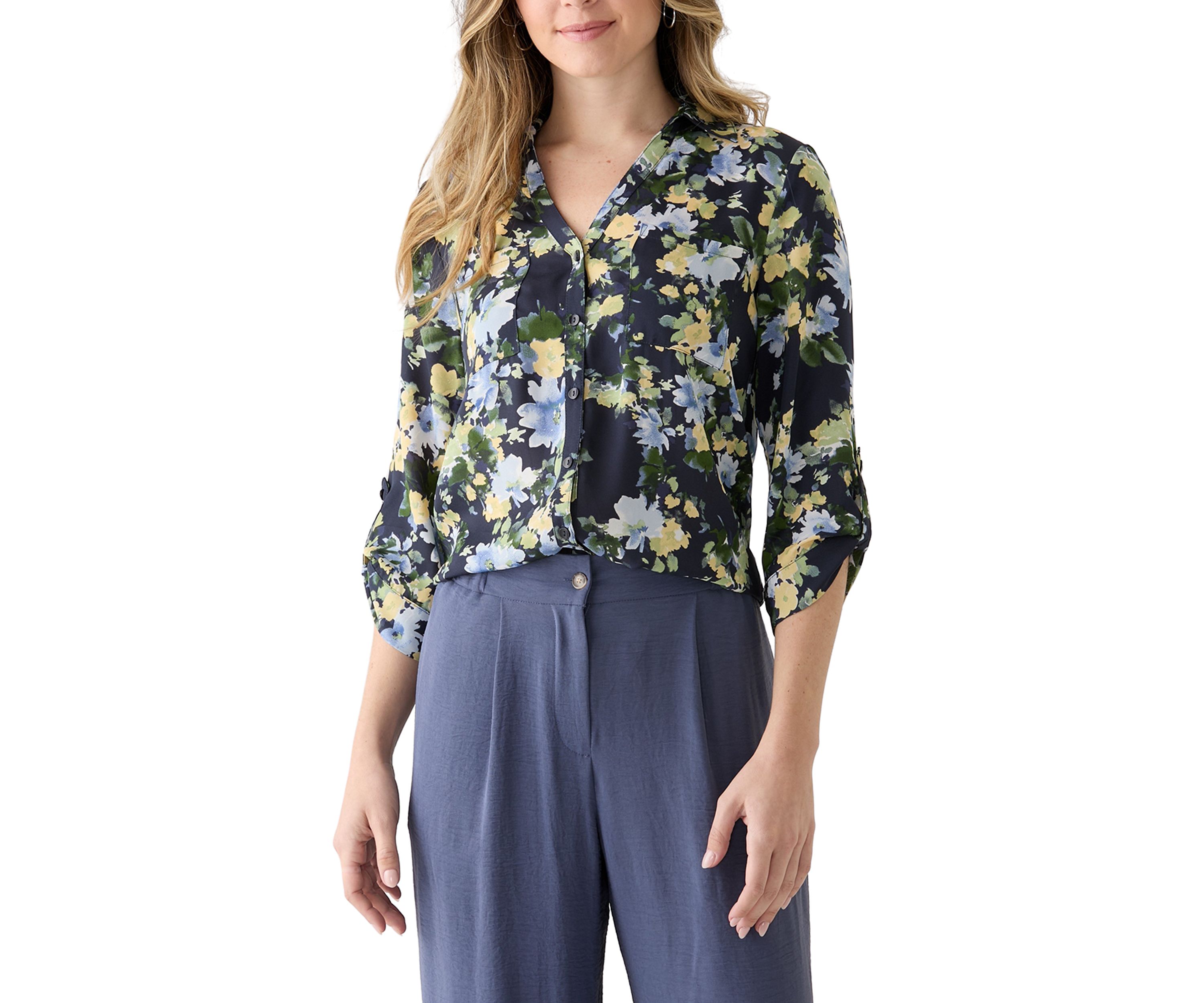 Womens Portofino Printed Button Down Shirt