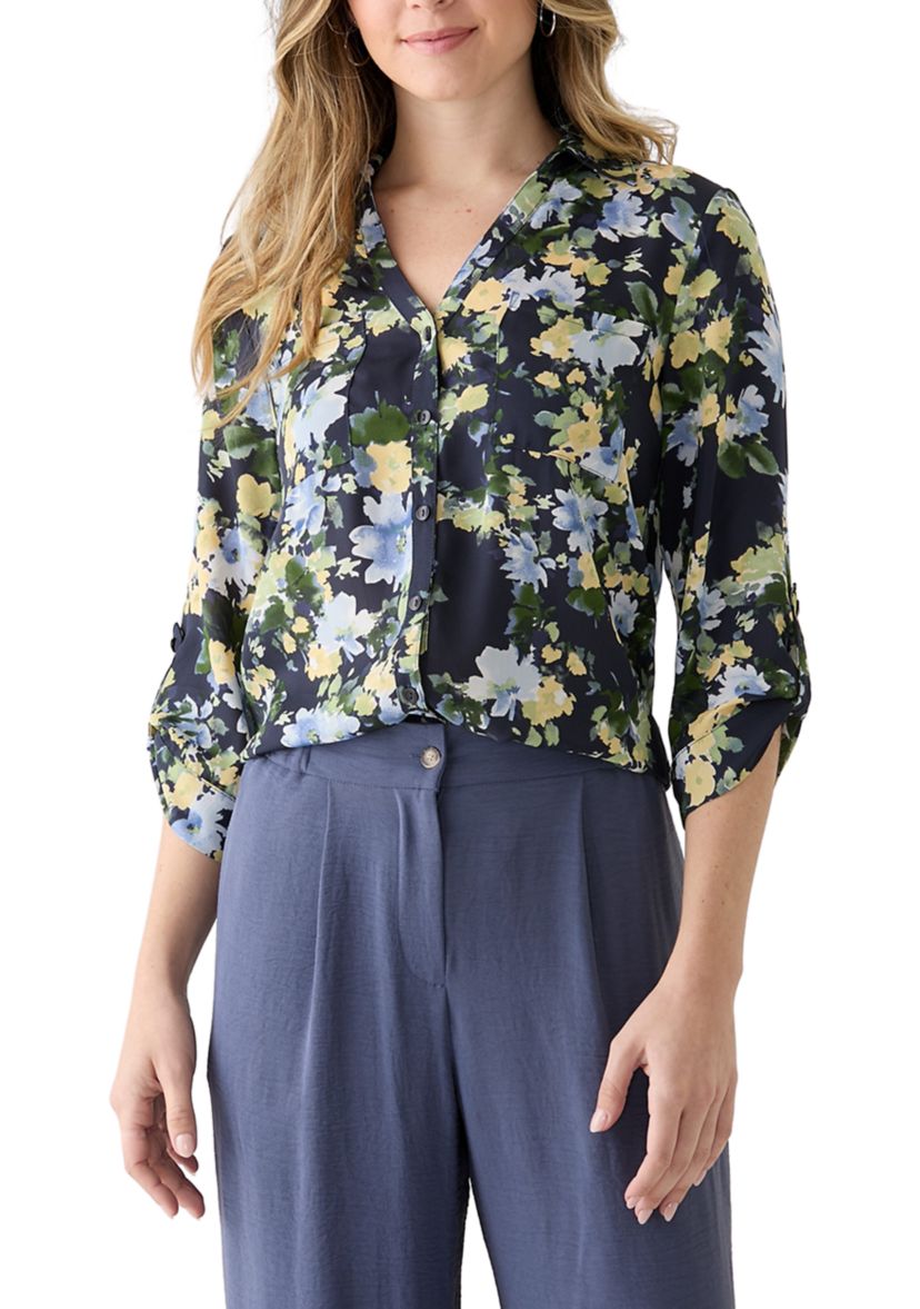 Womens Portofino Printed Button Down Shirt